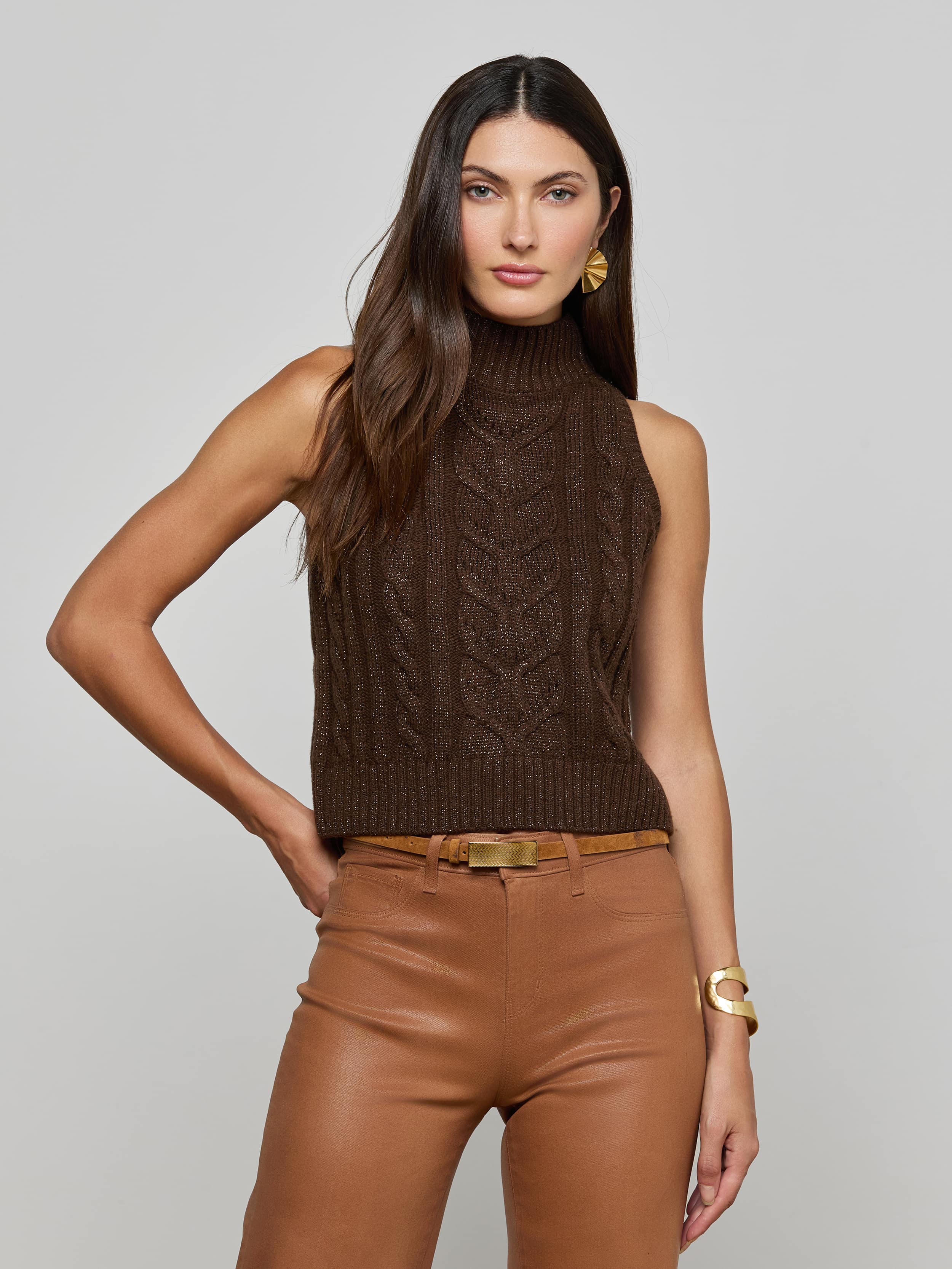 Bellini Cable-Knit Turtleneck