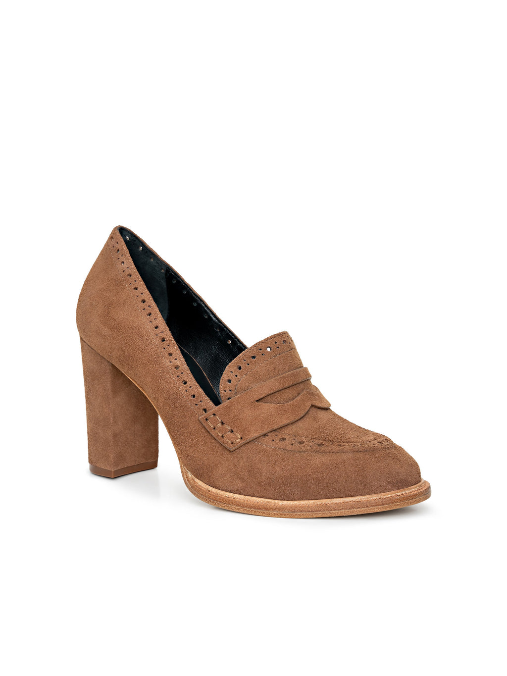 Bea Brogue Block-Heel Loafer